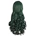 MapofBeauty 28 Inch/70cm Lolita Long Curly 2 Ponytails Clip on Cosplay Wig (Pine Green)