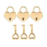 MagiDeal Set of 3 Vintage Heart Shape Padlock with Keys Suitcase Lock - Light Gold M