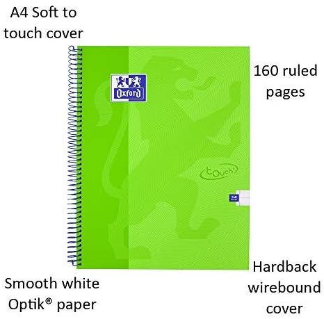 Oxford Touch A4 160 Page Wirebound Hardback Notebook Assorted Colours, Pack of 3 - Image 3