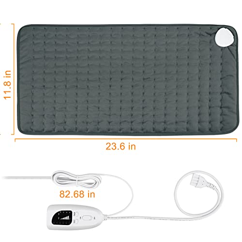 Manta Electrica，Almohadilla TéRmica,Almohadilla De Calefacción EléCtrica Con Apagado AutomáTico Y 6 Temperaturas Almohadilla De Calefacción (Gris Oscuro, 30x60cm)