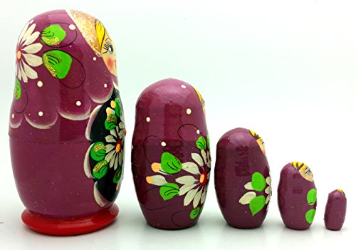 Russian Nesting Doll Matryoshka Hand Painted Nesting Doll set of 5 / Traditional 4 inch Tall