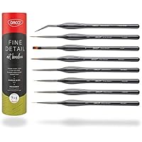 DACO Detail Paint Brush Set, 7pcs +1 Fine Miniature Paint Brushes Kit with Ergonomic Handle, Holder and Travel Bag, for Acrylic, Oil, Watercolor, Art, Scale Model, Face, Paint by Numbers