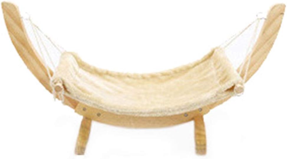 Eliky Cat Dog Wooden Hammock Nest Dog Cat Swing Bed Easy to Assemble Wood Construction Cats Accessories Beige