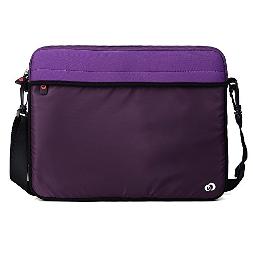 Kroo 13.3" Neoprene Messenger Bag Sleeve with Removeable Shoulder Straps for Laptops, Purple