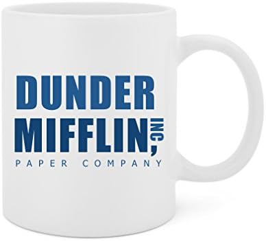 Dunder Mifflin, Inc. - 11 Oz White Ceramic Glossy Mug With Large C-handle (Microwave and Dishwasher Safe)