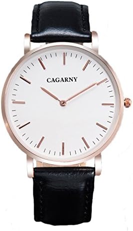 CAGARNY Good Quality Leather Quartz For mMen And Women Gold Case Watch