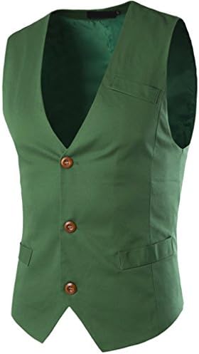 Rlouw Men's V Neck Slim Fit 3 Button Suit Vests