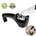 Knife Sharpener, Chef's Priority Knife Sharpener, Kitchen Knife Sharpener with 3 Stage Diamond Coated, Non Electric, Manual, the Best Gift Ideas for Women and Men, Compatible with Pocket Knife (Black)