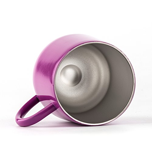 DOKIO 12 oz Coffee Mug Cup With Handle Purple Stainless Steel Double Wall Vacuum Insulated With Crystal Clear Lid Great For Ice And Hot Drink Wine Glass For Home Office Outdoors - Thumbnail 4