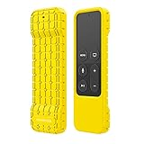 MoKo Silicone Case Compatible with Apple TV 4K/4th Gen Remote, Lightweight Shockproof Protective Cover with Non-Slip Silicone Fit Apple TV 4K Siri Remote Controller - Yellow