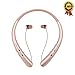 Wireless Headphones, Bluetooth Retractable Earbuds Neckband Headset Sports Sweatproof Earphones with Mic for iPhone X 8 7 6 Android Smartphone (12 Hours Play Time, Rose)