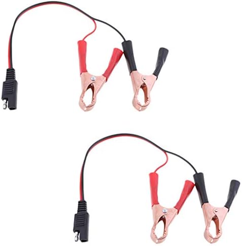 2個 Sae ワニ口クリップ 延長ケーブル 年間定番 バッテリーチャージャー 自動車バイク用