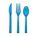 Party Essentials Hard Plastic Cutlery Combo Pack, 51 Pieces/17 Place Settings, Neon Blue