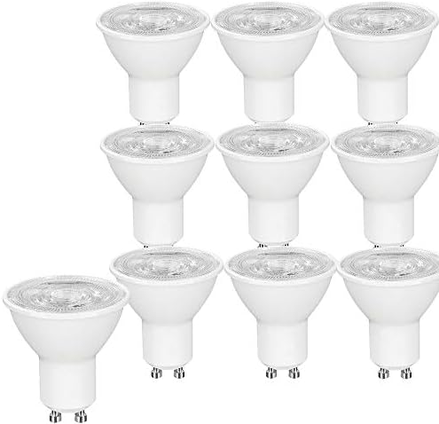 OUGEER Pack of 10 GU10 LED 6W 600 Lumens GU10 60W Halogen Equivalent Replacement Cool White 6000K,120° Beam Angle AC 220-240V NOT Dimmable GU10 Spot Light Bulb
