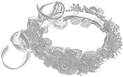 Silver Silk Pearls and Rose Halo Flower Girl Head Piece Band