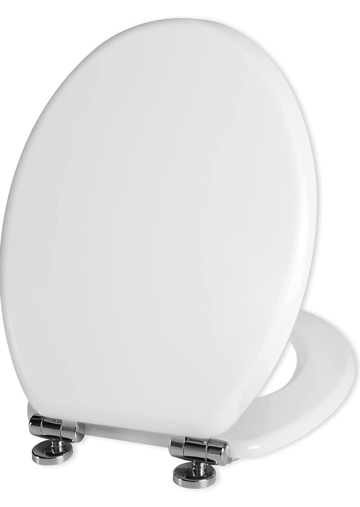 Heavy Duty Toilet Seat Antibacterial with Adjustable Hinges and Grip Tight Bumpers, Dual Fixing Fittings, White by VapourOn