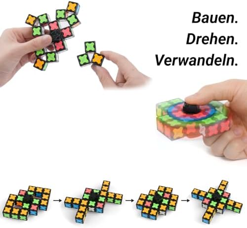 Magnet Fidget Spinner Glow – 16 Bausteine, 3-in-1: verwandelbarer Fidget-Spinner, Infinity-Würfel, 2x2 Puzzlewürfel, Leuchtend, Anti-Stress, STEM-Magnetspielzeug