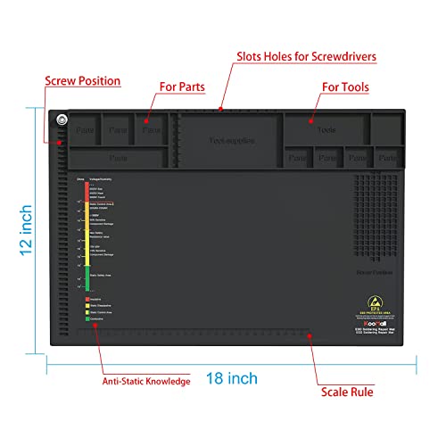18 x 12 Inch ESD Soldering Mat Silicone, Anti static Mat for PC