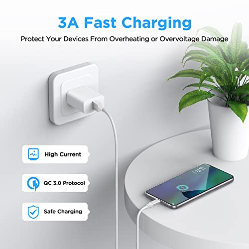 etguuds White USB C Cable 3ft, 2-Pack USB to USB C Cable 3A Fast Charging Type C Cable Braided Data Cord for iPhone 17/16/15 Pro Max Plus, for Samsung Galaxy S26 S25 S24 S23 S22 Note 20, Pixel Moto