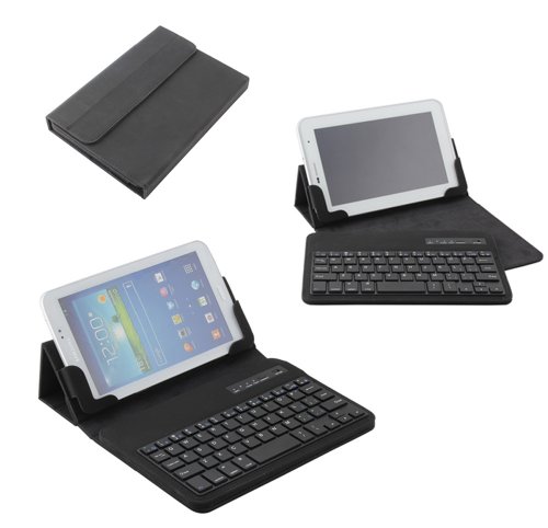 Tsmine New Detachable Wireless Bluetooth Keyboard PU Leather Case Cover Stand Protective Skin for Nokia Lumia 2520 Black