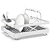 Kohler (K-8631-0 Large Collapsible & Storable Dish Drying Rack with Wine Glass Holder and Collapsible Utensil Band. Even Made to Hold Pots and Pans, White