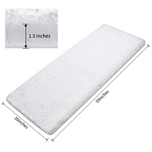 Sheepping Bath Rug Runner White Absorbent Long Bath Mat for Bathroom - Washable Non Slip Bath Mat Decorative Floor Mats Carpet for Bathroom - 59 x 20 inch