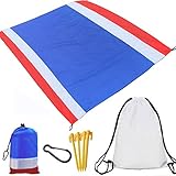 GZTLJ Beach Blanket,Picnic Blanket Large Sand Free Compact for 7 Persons Water Proof Quick Drying Beach Mat Made by Premium Nylon Pocket Picnic Sheet for Outdoor Travel (78″ X 81″)