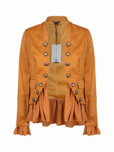 ASMAX Womens Vintage Ruffle Lightweight Open Front Coat Cardigan Jacket(S,Khaki) - Thumbnail 3