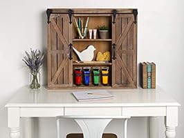 Kate And Laurel 211224 Cates Wood Wall Storage Cabinet With Sliding Barn Doors 2 Rustic Brown Amazon Sg Home