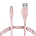 AmazonBasics Double Nylon Braided USB A Cable with Lightning Connector, Premium Collection, MFi Certified iPhone Charger, 3 Foot, 2 Pack, Rose Gold primary