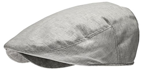 Men's Linen Flat Ivy Gatsby Summer Newsboy Hats (Light Grey, LXL)