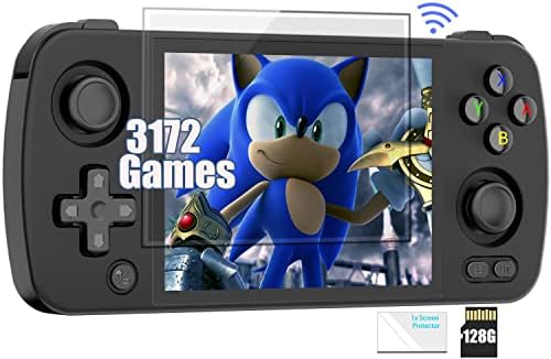 RG405V Handheld Game Console 4'' IPS Touch Screen Android 12 Unisoc Tiger T618 64-bit Game Player Built-in 5500mAh Battery 128G TF Card with 3154 Games(RG405V Wood