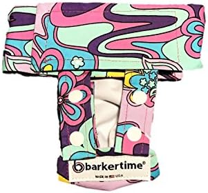 Dog Diaper Made in USA - Mystic Flower on Purple Washable Dog Diaper Pull-up, L for Incontinence, Housetraining and Female Dogs in Heat - Allows for Defecating Outside