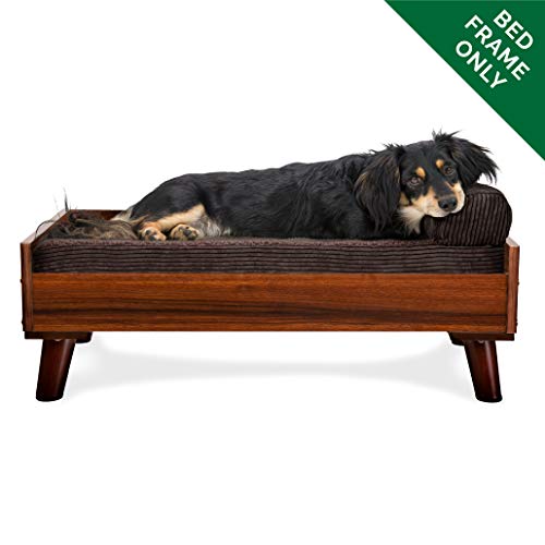 Furhaven Pet Dog Bed Frame | Mid-Century Modern Style Bed Frame Furniture for Pet Beds & Mattresses, Walnut, Medium