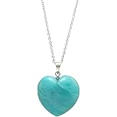 Gempires Love Heart Crystal Pendant Necklace for Women, Silver Plated 18 + 2 Inch Adjustable Chain