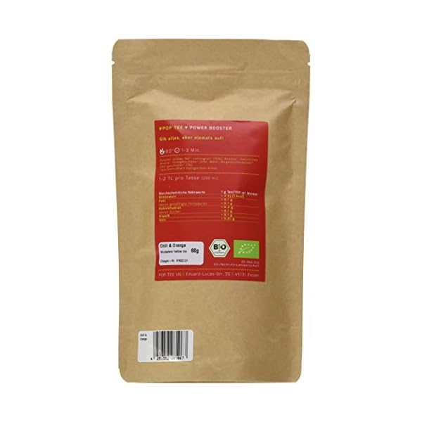 POP TEE Chili und Orange Tüte, Grüner, Superfood, Power Booster, 2er Pack (2 x 60 g) – Bild 3