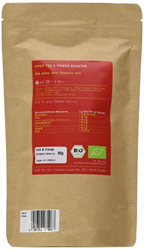 POP TEE Chili und Orange Tüte, Grüner, Superfood, Power Booster, 2er Pack (2 x 60 g) – Bild 3