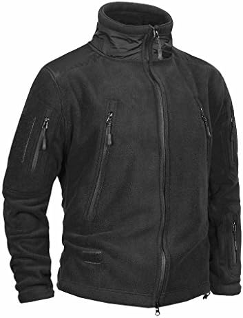 MEGE KNIGHT Men's Fleece Jacket Tactical Full Zip Sport (S, Black)