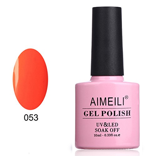 AIMEILI Soak Off UV LED Gel Nail Polish - Neon Orange Zest (053) 10ml