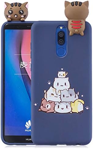 MZBaoLingMeiDongUS Huawei Mate 10 Lite Case,Silicone TPU Bumper Gel Rubber Shell Protective Cover for Huawei Mate 10 Lite Case with 3D Cartoon Animal Cute Design Shockproof - Cat