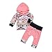 Kashoer 2Pcs Baby Girls Fall Winter Long Sleeve Floral Geometric Print Hoodie + Pants Outfit Set (6-12M, Pink) 2