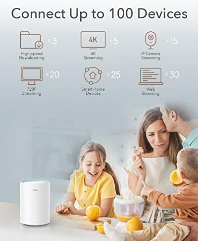 Cudy AC1200 Gigabit Full Mesh WiFi System, Dual Band, Extensor WiFi, Portas Gigabit, Antenas de Alto Rendimento, VPN, Cloudflare, Conecte até 100 dispositivos, M1300 3 Pacote