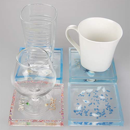 image for VTurboWay 8 Pcs DIY Coaster Silicone Mold, Include 4 Pcs Square, 4 Pcs