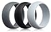 Mens Silicone Wedding Ring Wedding Band - 3 Rings Pack - 8.7mm Wide (2mm Thick) - Black, Gray, Light Gray
