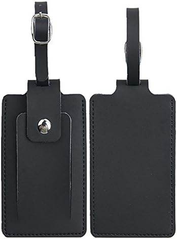 ONLVAN Executive Leather Luggage Tag with Snap Closure (Black)