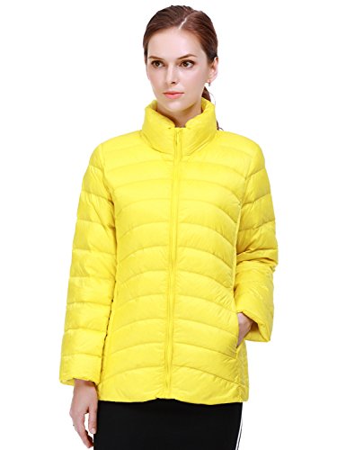 Puredown Women's Outdoor Ultra Light Packable Down Jacket, Light Yellow
