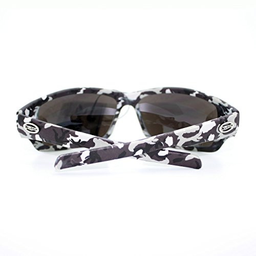 Mens Xloop Sunglasses Wrap Around Rectangular Black Camo Blue Mirror
