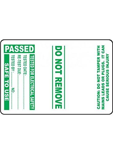 Caledonia Signs 54042 100 PAT Test Cable Wrap Labels-Passed, 75 mm x 50 mm