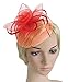 Urban CoCo Women's Vintage Flower Feather Mesh Net Fascinator Hair Clip Hat Party Wedding (Red)