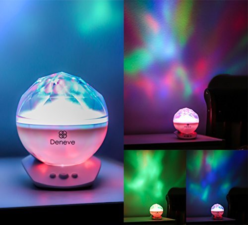 Deneve Night Light Projector, Mood Lighting Lamp Trippy Ambient Color Changing LED for Baby Teens Boys Girls Starry Galaxy with Music Player